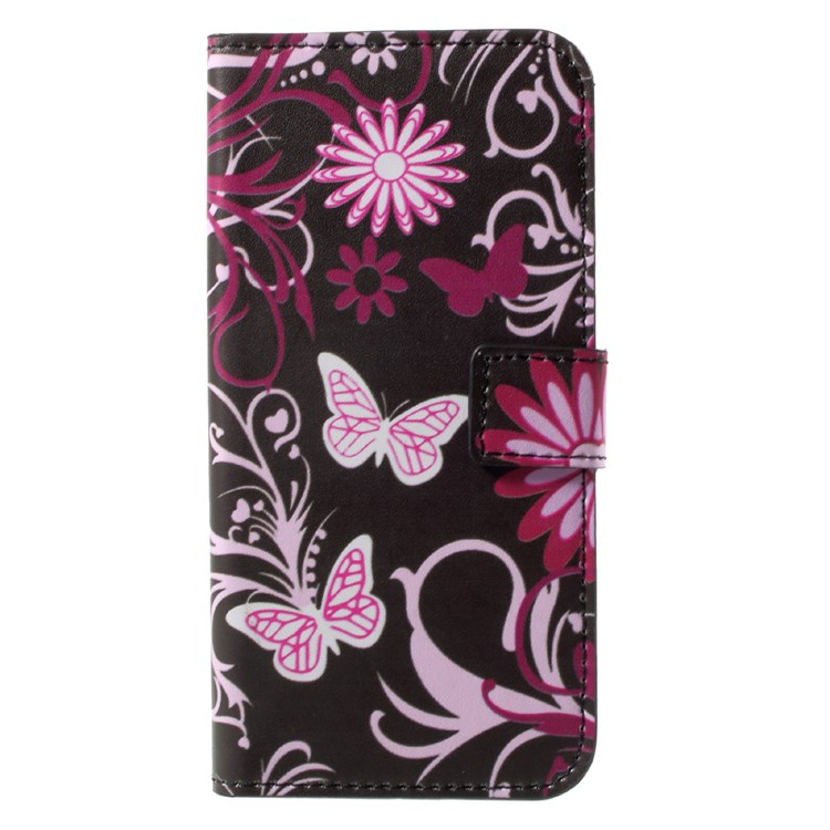 Gemusterter PU-lederner Geldbörsenstandschutzkasten Für Huawei Ehre 9 - Rosa Schmetterling-1