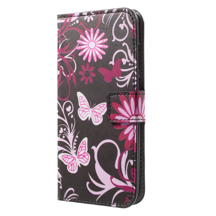Gemusterter PU-lederner Geldbörsenstandschutzkasten Für Huawei Ehre 9 - Rosa Schmetterling-3