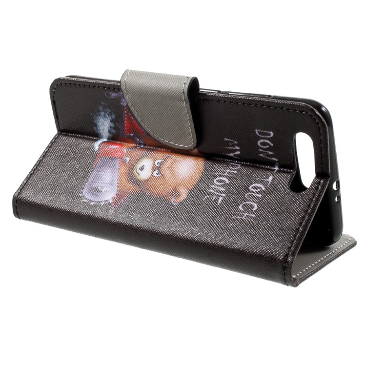 Copertura protettiva del telefono delle cellule del supporto del portafoglio in pelle modello PU per Huawei Honor 9 - Orso con seghe elettriche-4
