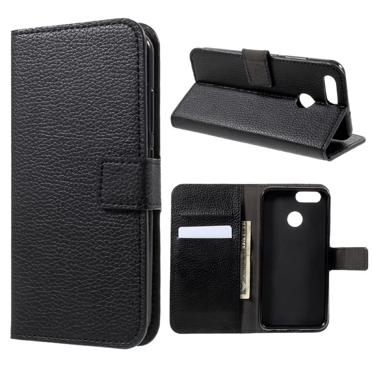 Litchi Texture Wallet Stand Leather Case for Huawei Nova 2 - Black-1