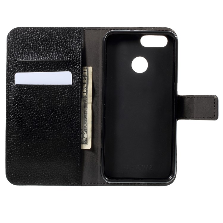 Litchi Texture Wallet Stand Leather Case for Huawei Nova 2 - Black-5