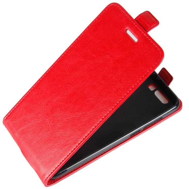 Crazy Horse Texture Card Holder PU Leather Vertical Flip Mobile Shell for Huawei Honor 9 - Red-3