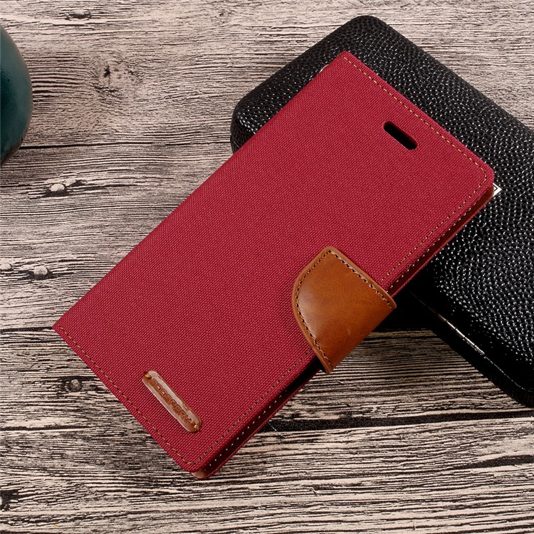MERCURY GOOSPERY Canvas Diary Leather Wallet Phone Case for Huawei P8 Lite (2017) / Honor 8 Lite - Red-1