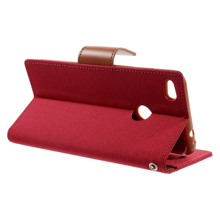 MERCURY GOOSPERY Canvas Diary Leather Wallet Phone Case for Huawei P8 Lite (2017) / Honor 8 Lite - Red-4