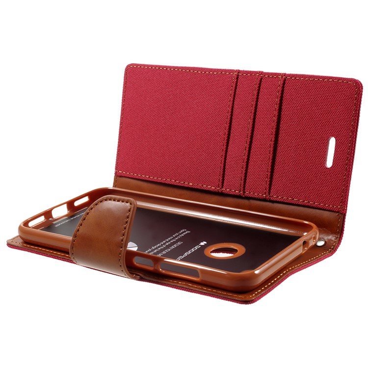 MERCURY GOOSPERY Canvas Diary Leather Wallet Phone Case for Huawei P8 Lite (2017) / Honor 8 Lite - Red-5