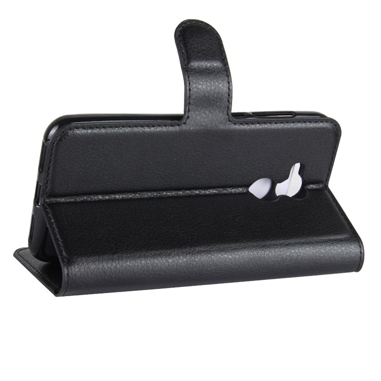 Litchi Skin PU Leather Wallet Stand Cell Phone Casing for Huawei Honor 6A - Black-5