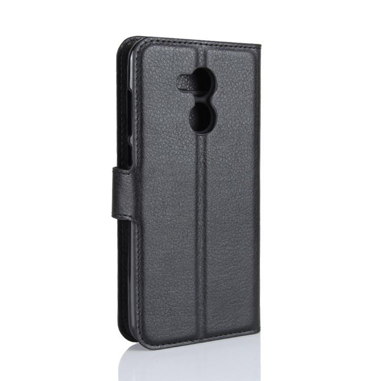 Litchi Skin PU Leather Wallet Stand Cell Phone Casing for Huawei Honor 6A - Black-6