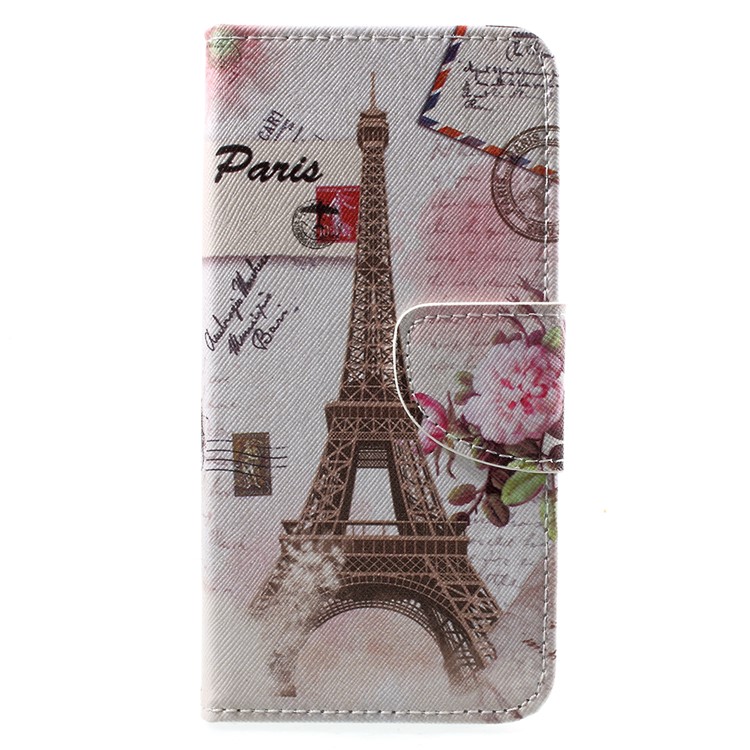 Pattern Printing Leather Wallet Phone Case with Stand for Huawei Honor 6A - Postcard Style Eiffel Tower-2