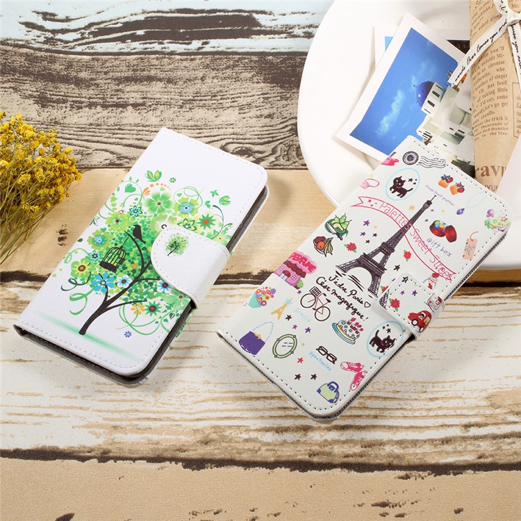 Pattern Printing Leather Wallet Phone Case with Stand for Huawei Honor 6A - Postcard Style Eiffel Tower-5