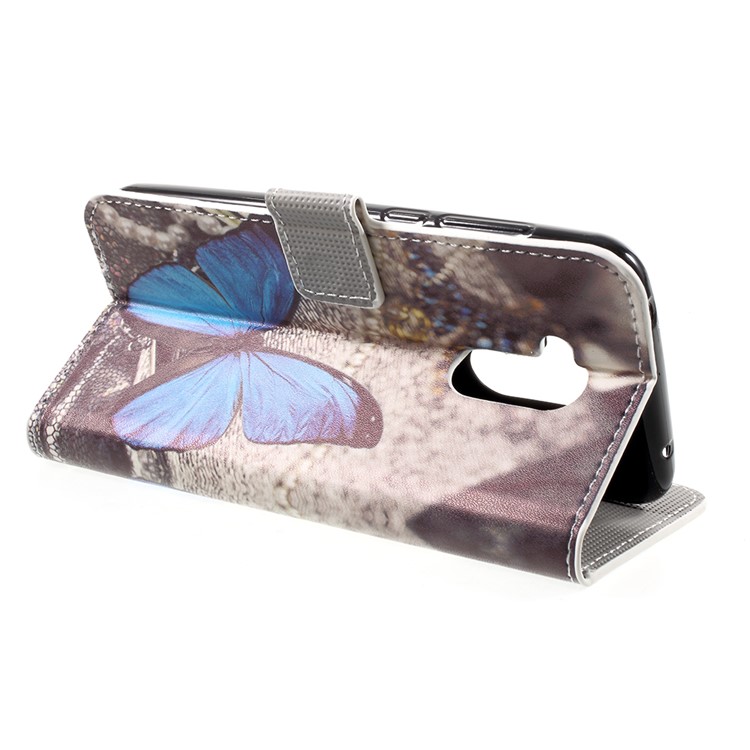 Patrón De Impresión De La Cartera De Cuero Teléfono Celular Con Soporte Para Huawei Honor 6A - Mariposa Azul-3