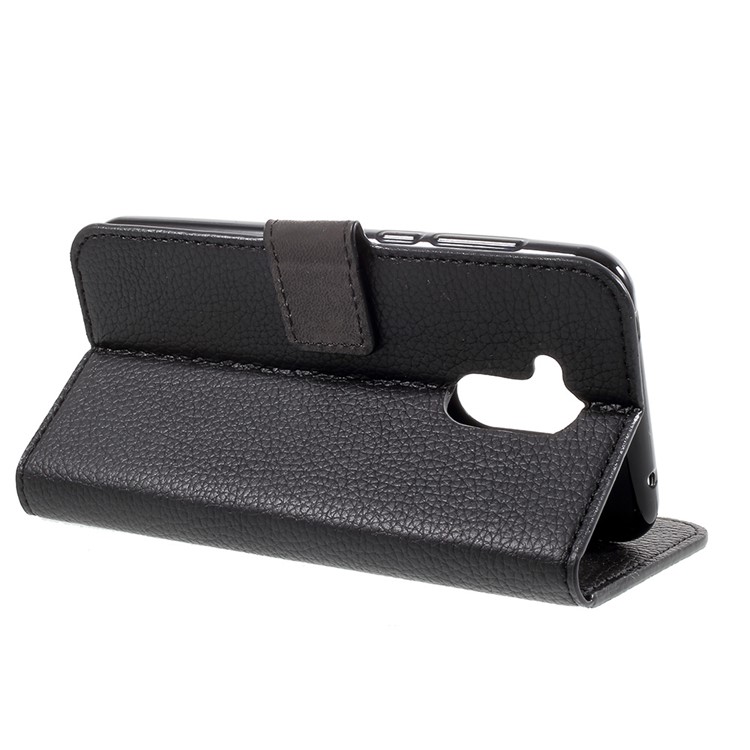 Litchi Skin PU Leather Wallet Stand Mobile Phone Case for Huawei Honor 6A - Black-3