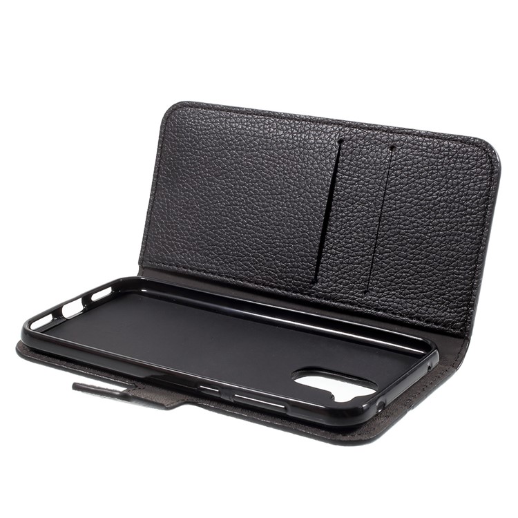 Litchi Skin PU Leather Wallet Stand Mobile Phone Case for Huawei Honor 6A - Black-5