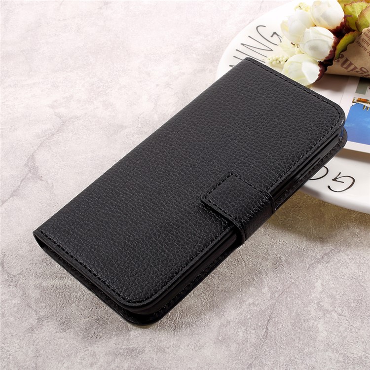 Litchi Skin PU Leather Wallet Stand Mobile Phone Case for Huawei Honor 6A - Black-6