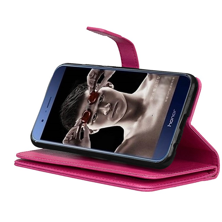 Crazy Horse Stand Wallet Leather Mobile Phone Casing for Huawei Honor 8 Pro / Honor V9 - Rose-9