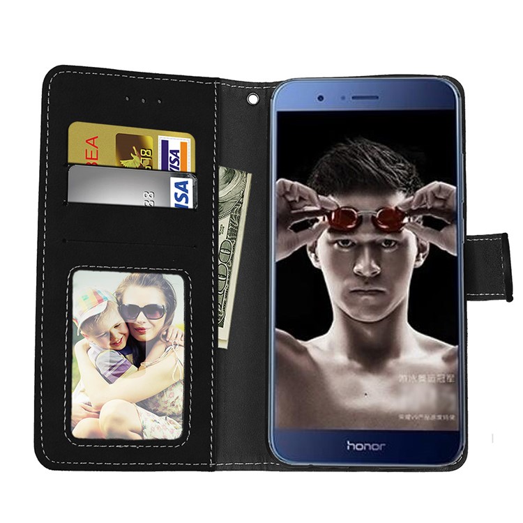 For Huawei Honor 8 Pro / Honor V9 Matte Leather Card Slots Stand Phone Case - Black-11