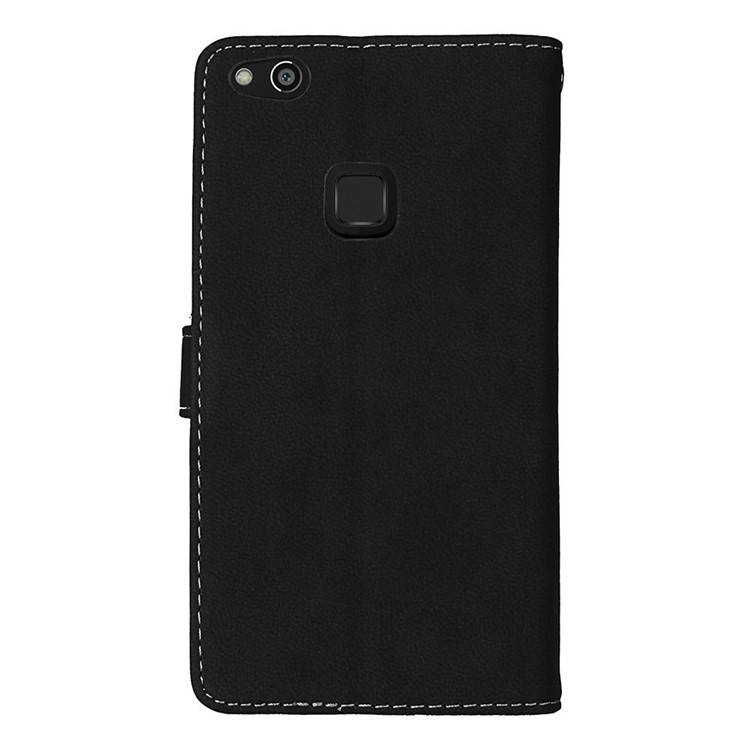 Matte Skin PU Leather Stand Wallet Phone Cover with 9 Card Slots for Huawei P10 Lite - Black-4