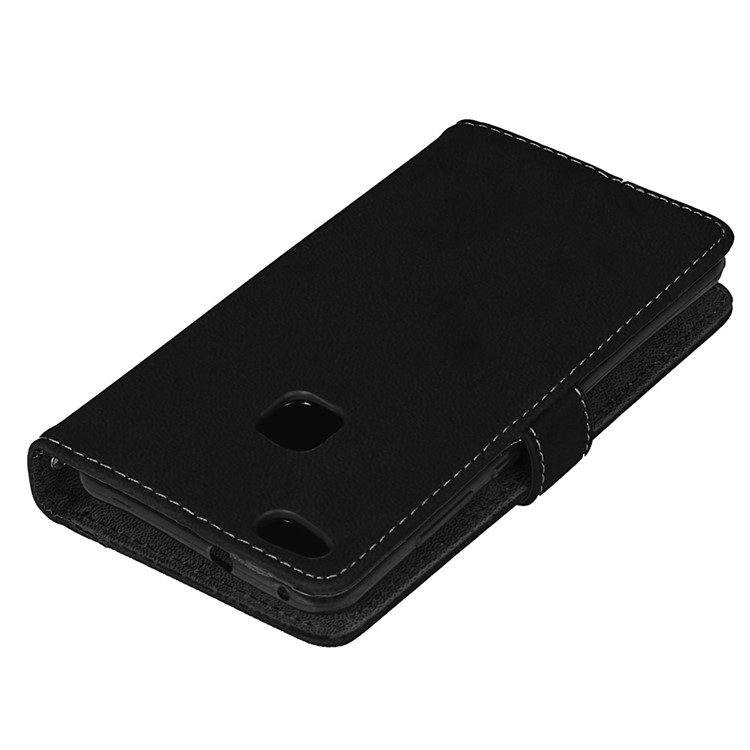 Matte Skin PU Leather Stand Wallet Phone Cover with 9 Card Slots for Huawei P10 Lite - Black-5