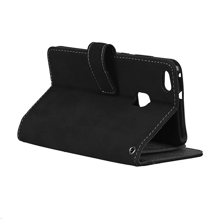 Matte Skin PU Leather Stand Wallet Phone Cover with 9 Card Slots for Huawei P10 Lite - Black-7