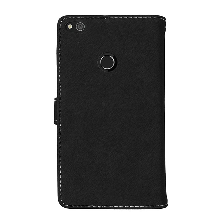 Para Huawei P8 Lite(2017) / Honor 8 Lite Cartera de cuero Matte Stand Case Shell con 9 titulares de tarjeta - Negro-4