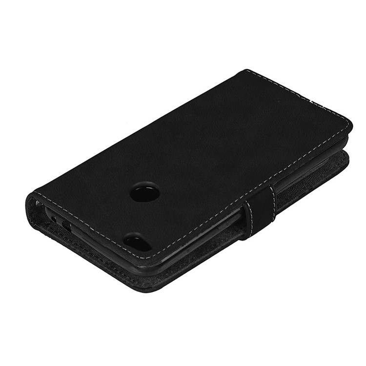 Para Huawei P8 Lite(2017) / Honor 8 Lite Cartera de cuero Matte Stand Case Shell con 9 titulares de tarjeta - Negro-5