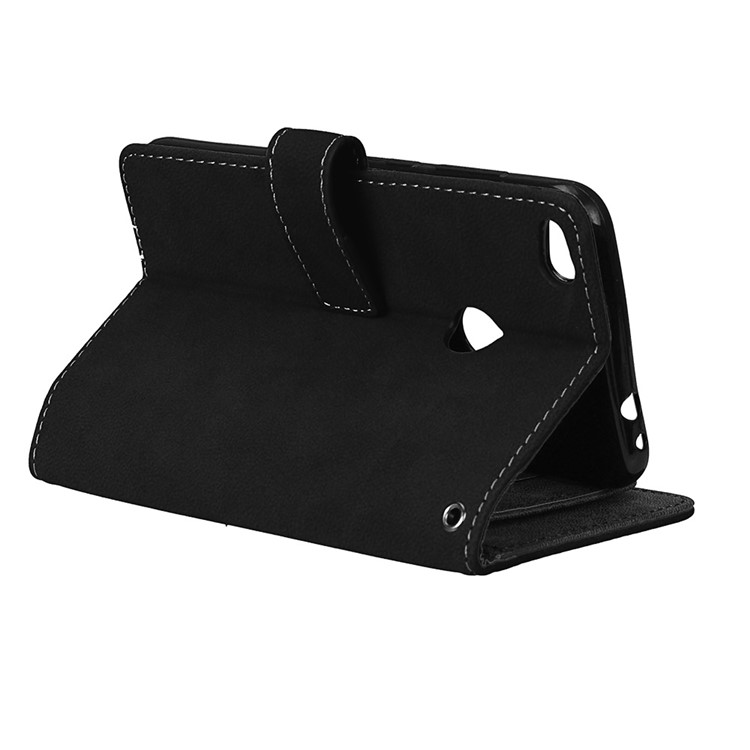 Para Huawei P8 Lite(2017) / Honor 8 Lite Cartera de cuero Matte Stand Case Shell con 9 titulares de tarjeta - Negro-7