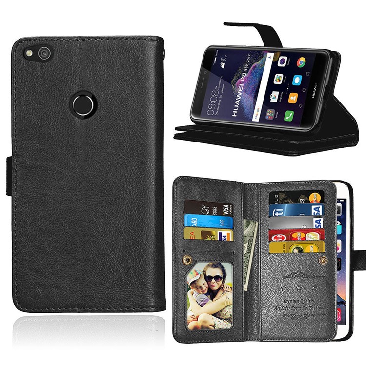 Crazy Horse Wallet Leather Folio Cell Phone Case with Stand for Huawei P8 Lite (2017) / Honor 8 Lite - Black-1