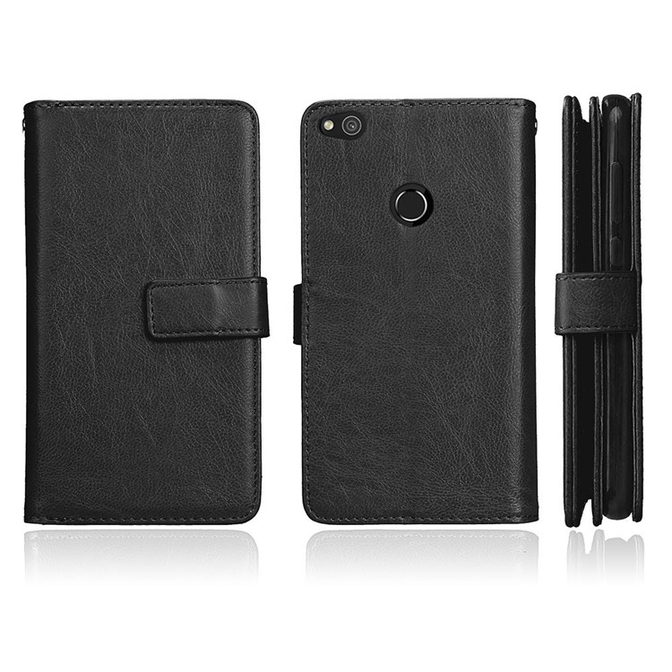 Crazy Horse Wallet Leather Folio Cell Phone Case with Stand for Huawei P8 Lite (2017) / Honor 8 Lite - Black-2