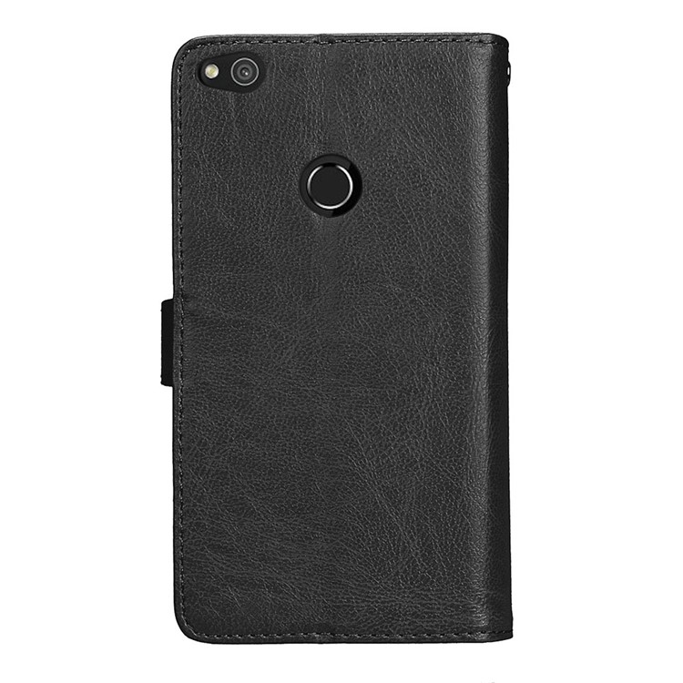 Crazy Horse Wallet Leather Folio Cell Phone Case with Stand for Huawei P8 Lite (2017) / Honor 8 Lite - Black-4