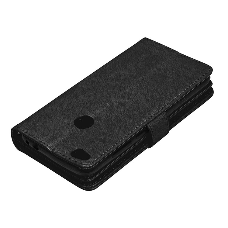 Crazy Horse Wallet Leather Folio Cell Phone Case with Stand for Huawei P8 Lite (2017) / Honor 8 Lite - Black-7