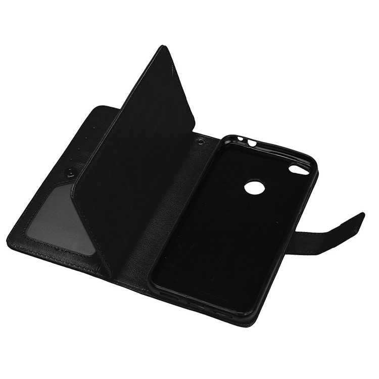 Crazy Horse Wallet Leather Folio Cell Phone Case with Stand for Huawei P8 Lite (2017) / Honor 8 Lite - Black-8