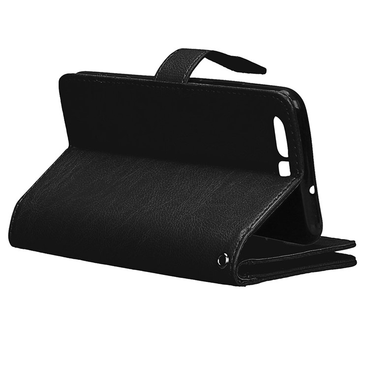 Crazy Horse Wallet Leather Folio Stand Phone Case with 9 Card Slots for Huawei P10 - Black-10