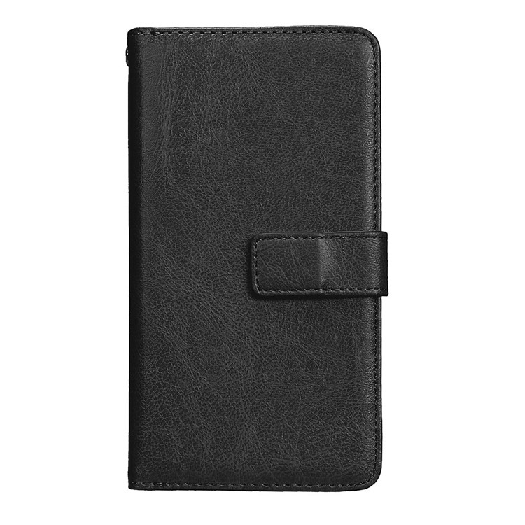 Crazy Horse Wallet Leather Folio Stand Phone Case with 9 Card Slots for Huawei P10 - Black-3