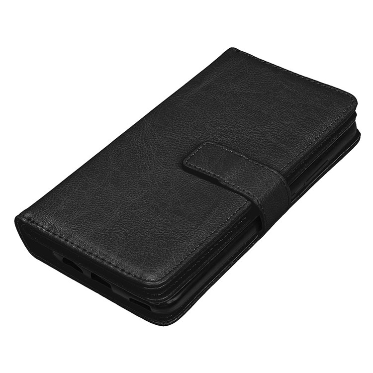 Crazy Horse Wallet Leather Folio Stand Phone Case with 9 Card Slots for Huawei P10 - Black-6