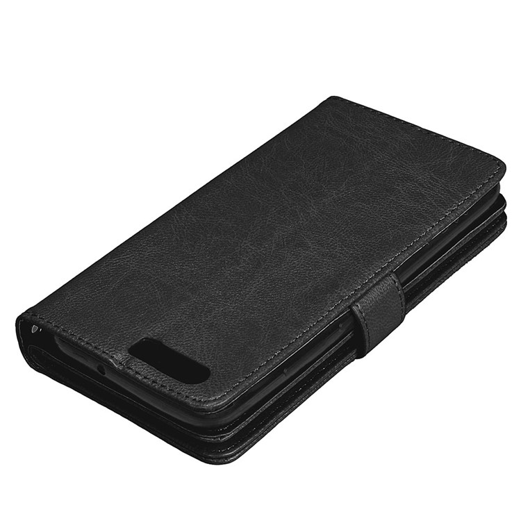 Crazy Horse Wallet Leather Folio Stand Phone Case with 9 Card Slots for Huawei P10 - Black-7