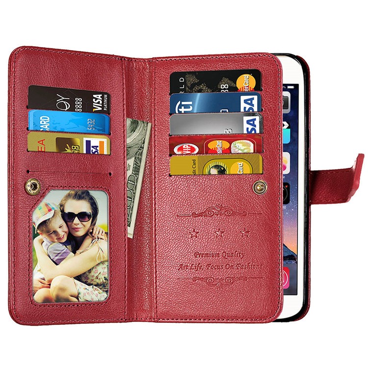 Crazy Horse Wallet Leather Folio Stand Phone Accessory Case with 9 Card Slots for Huawei P10 - Brown-11