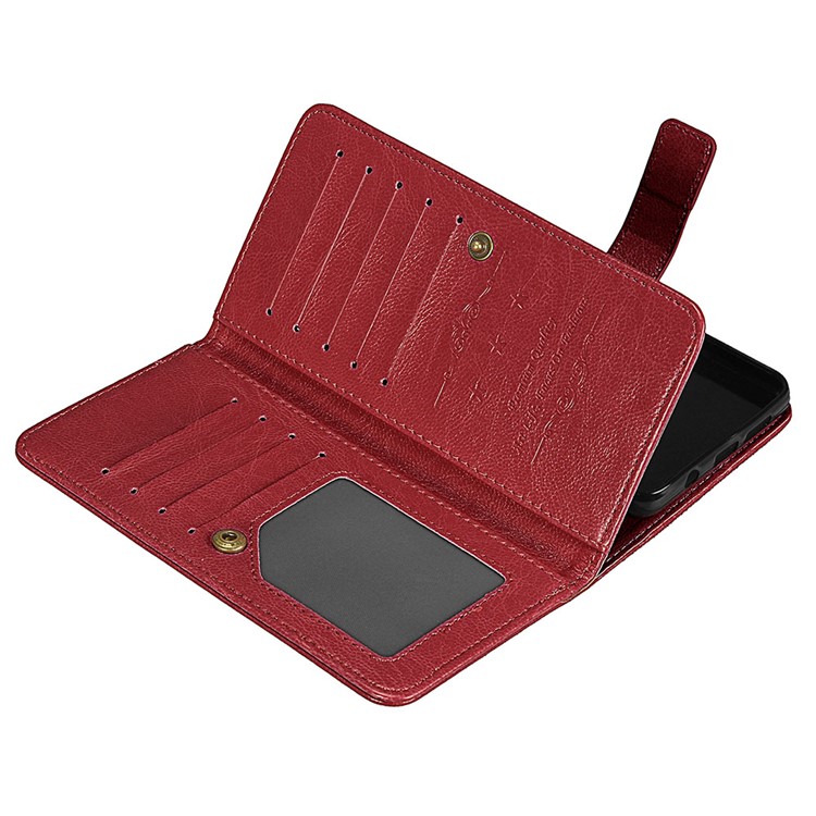 Crazy Horse Wallet Leather Folio Stand Phone Accessory Case with 9 Card Slots for Huawei P10 - Brown-12
