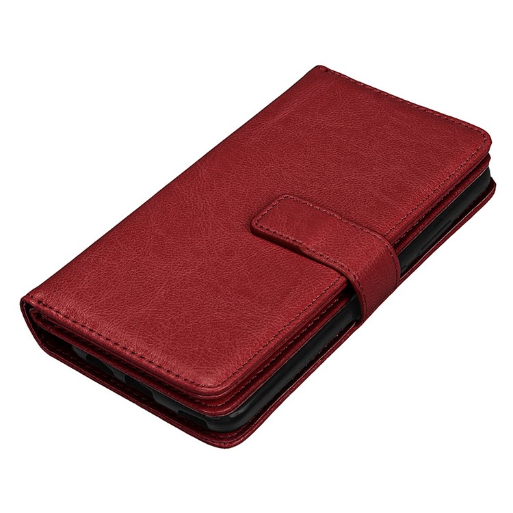 Crazy Horse Wallet Leather Folio Stand Phone Accessory Case with 9 Card Slots for Huawei P10 - Brown-6