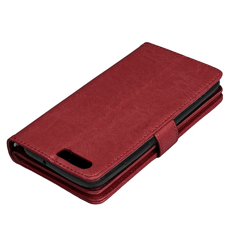 Crazy Horse Wallet Leather Folio Stand Phone Accessory Case with 9 Card Slots for Huawei P10 - Brown-7