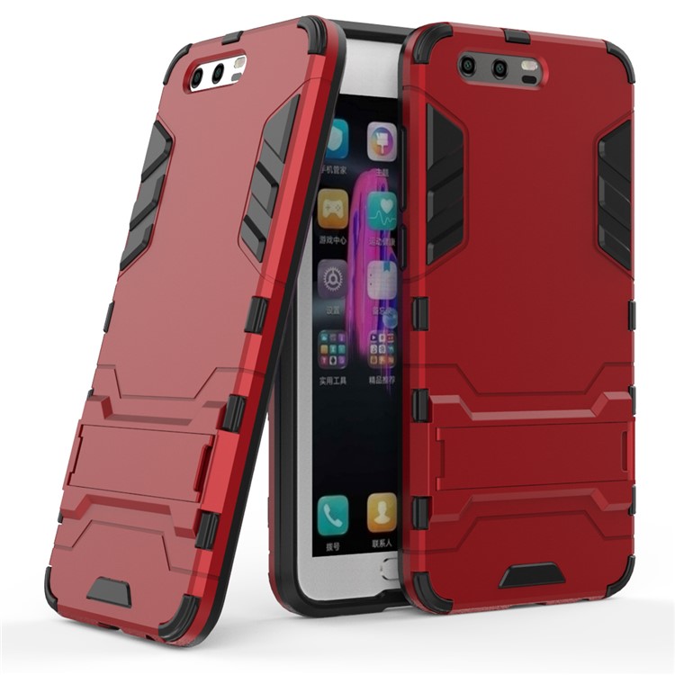 Cool Guard Plastic TPU Mobile Phone Cover with Kickstand for Huawei Honor 9 - Red-1