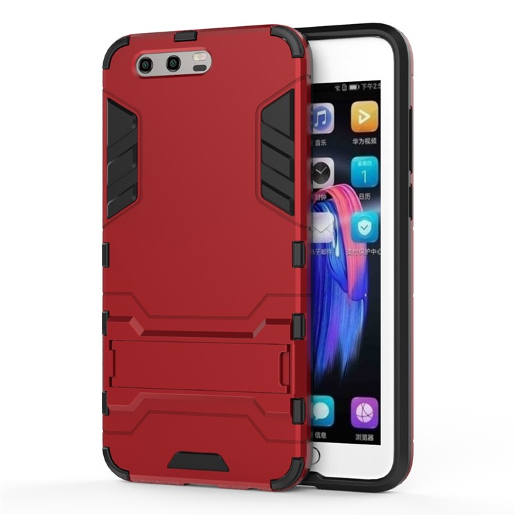 Cool Guard Plastic TPU Mobile Phone Cover with Kickstand for Huawei Honor 9 - Red-2