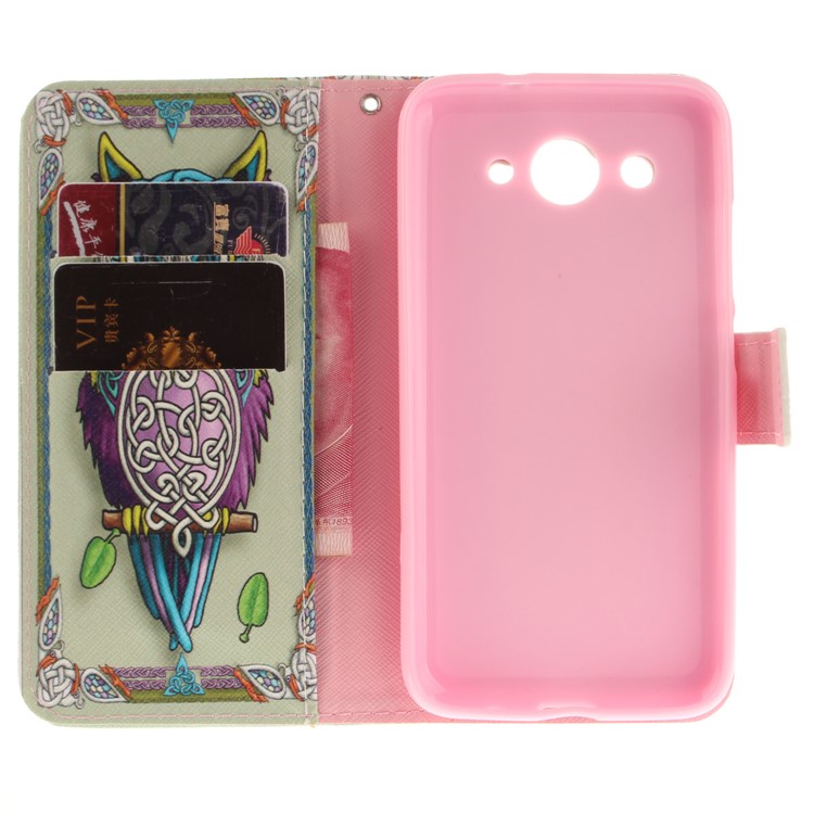 Pattern Printing Wallet Stand Leather Case with Magnet for Huawei Y3 (2017) - Owl-9