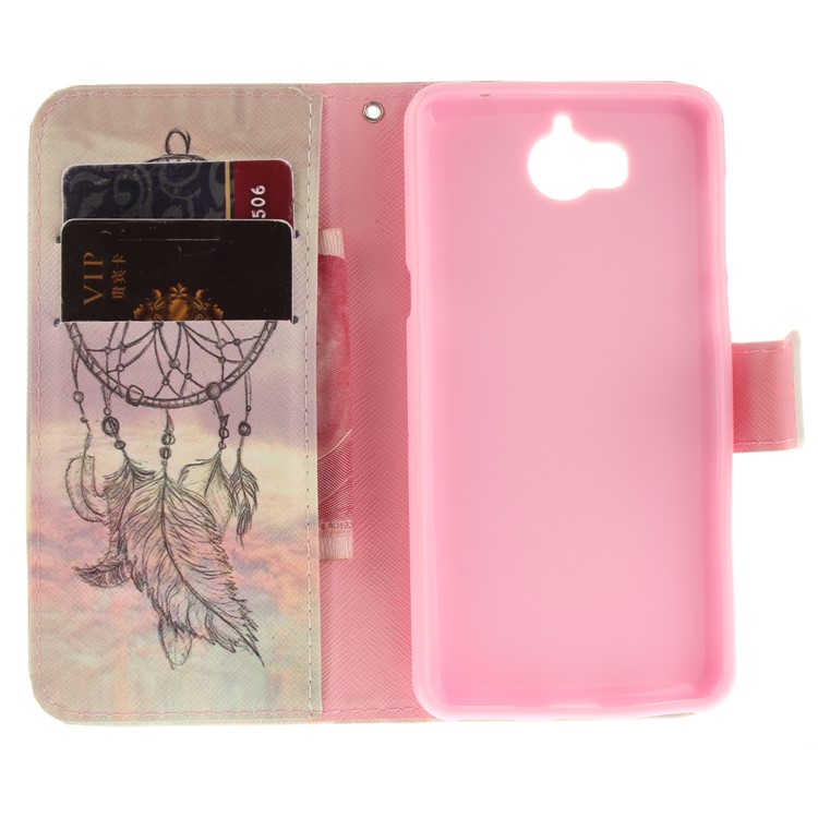 Patterned PU Leather Cover with Wallet Slots for Huawei Y5 (2017) - Dream Catcher-9