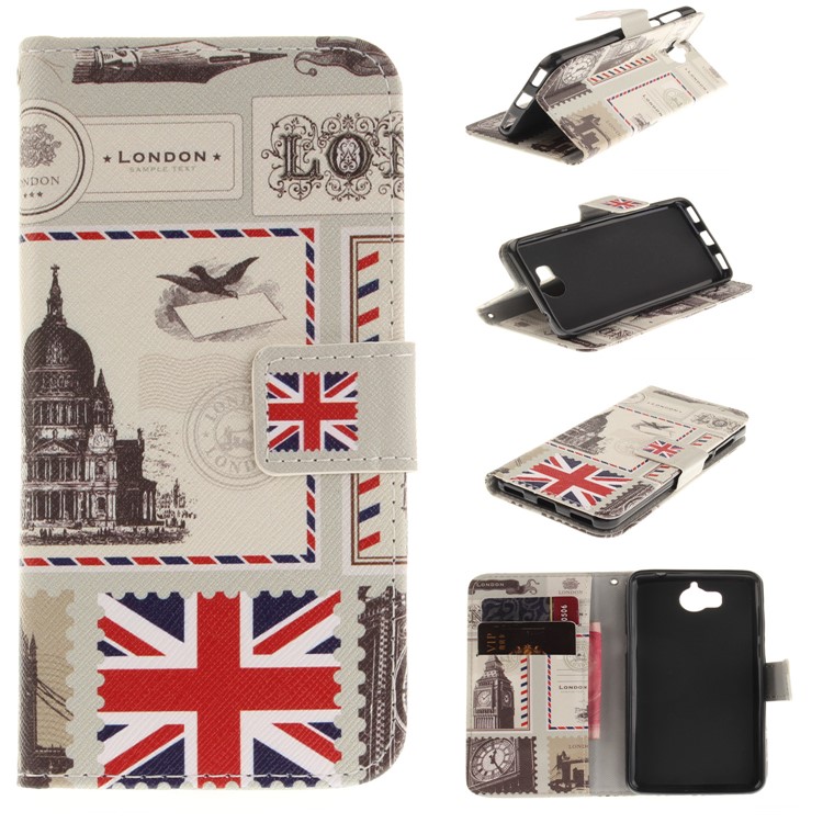 Printing Pattern Wallet Leather Flip Stand Shell for Huawei Y5 (2017) / Y6 (2017) - London Elements-1