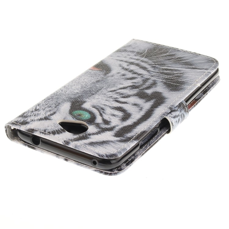 PU Leather Folio Mobile Phone Case Accessory for Huawei Y7 - Tiger with Green Eye-5