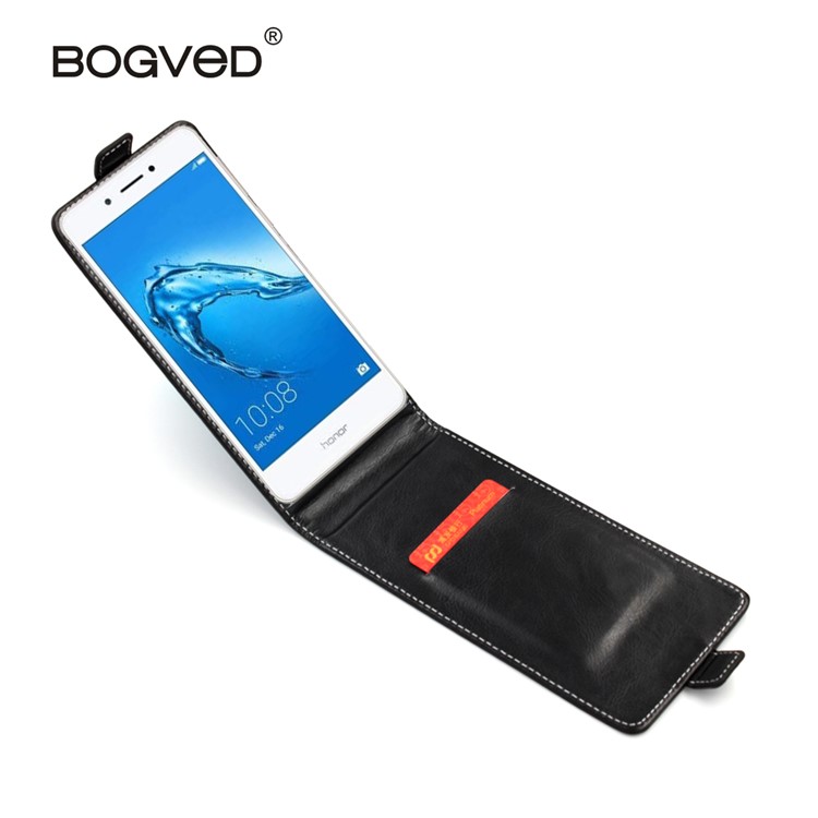BOGVED Crazy Horse Texture Vertical Flip Card Holder Leather Cover for Huawei Honor 6C - Black-2