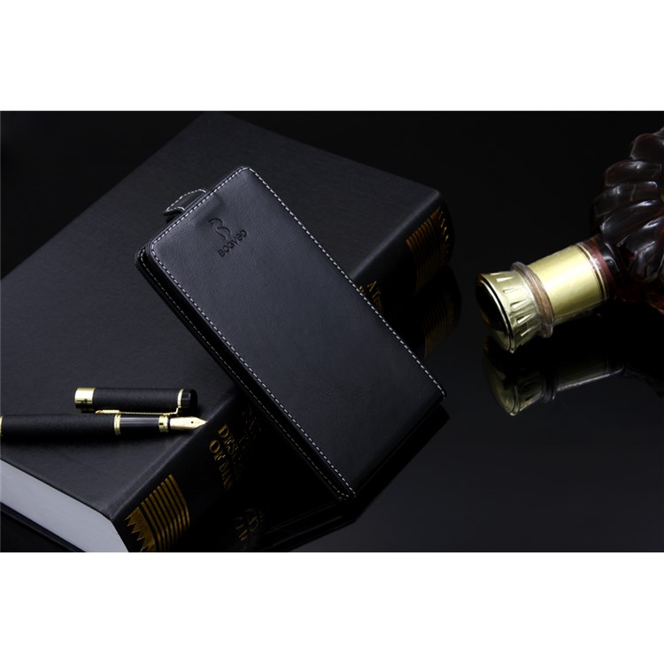 BOGVED Crazy Horse Texture Vertical Flip Card Holder Leather Cover for Huawei Honor 6C - Black-3