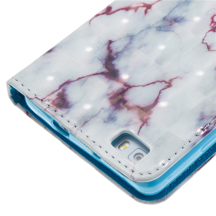 3D Effect Marble Pattern PU Leather Wallet Stand Phone Cover for Huawei P8 Lite (2017) / Honor 8 Lite - Red-5