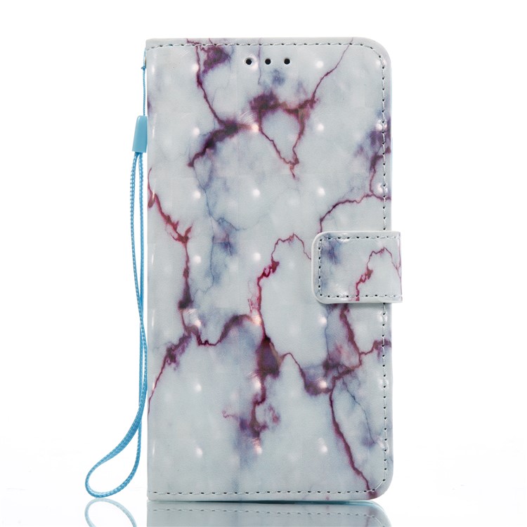 3D Effect Marble Pattern PU Leather Wallet Stand Phone Cover for Huawei P8 Lite (2017) / Honor 8 Lite - Red-6