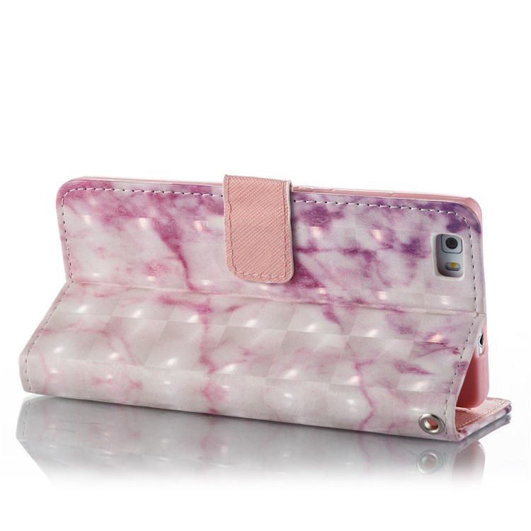 For Huawei P8 Lite (2017) / Honor 8 Lite 3D Effect Marble Pattern Leather Wallet Cover - Rose-2