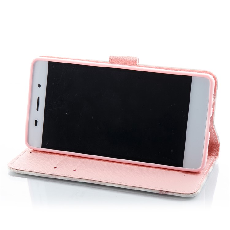 For Huawei P8 Lite (2017) / Honor 8 Lite 3D Effect Marble Pattern Leather Wallet Cover - Rose-3